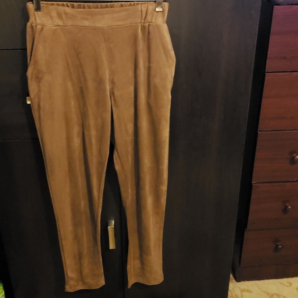 ZARA TRAFALUC Faux Suede Joggers Size S